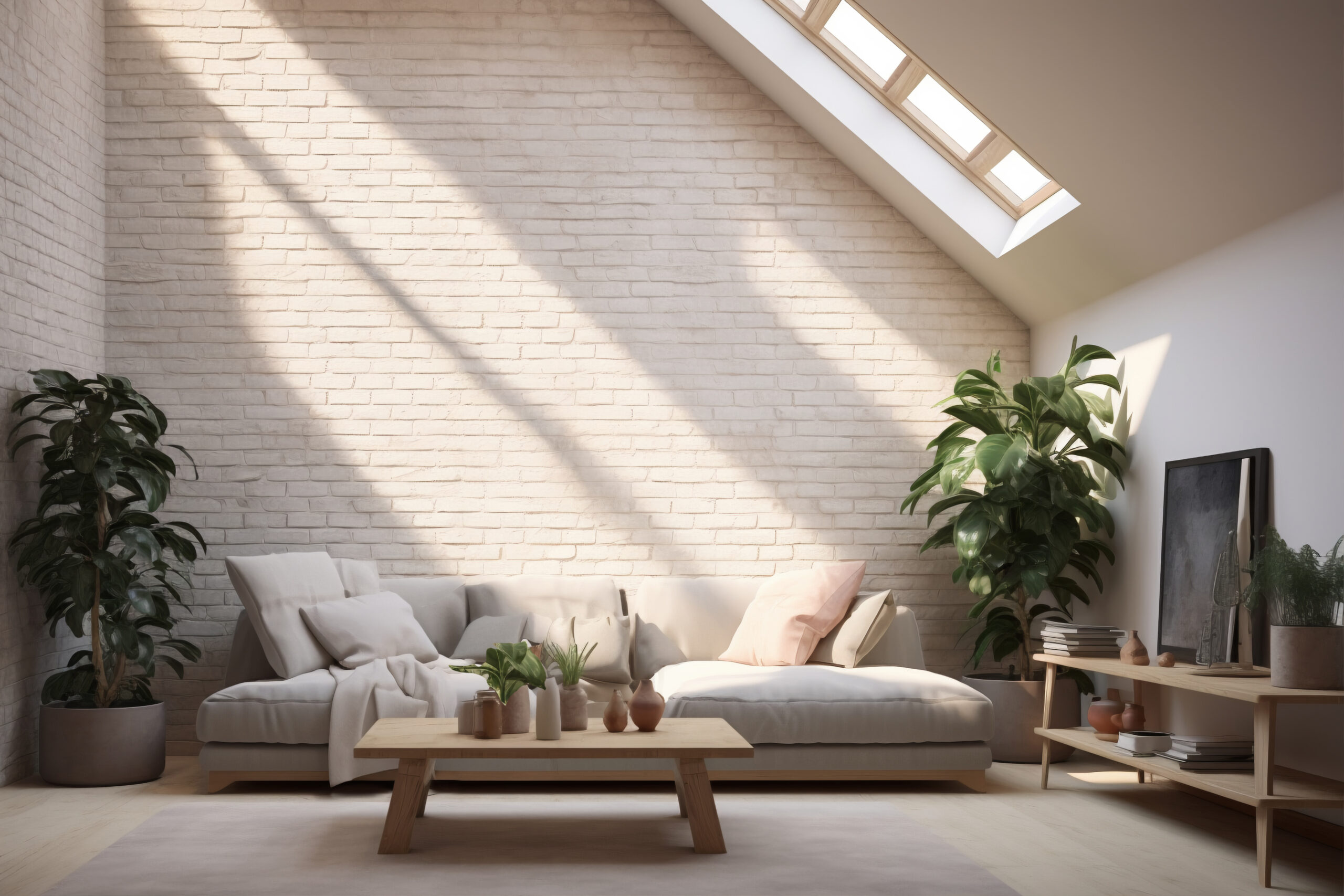 Interno di una villa luminosa con ampie vetrate e materiali naturali che valorizzano la luce naturale.